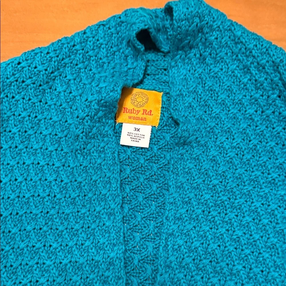 Ruby Rd. Teal Textured Blouse - Picture 4 of 6